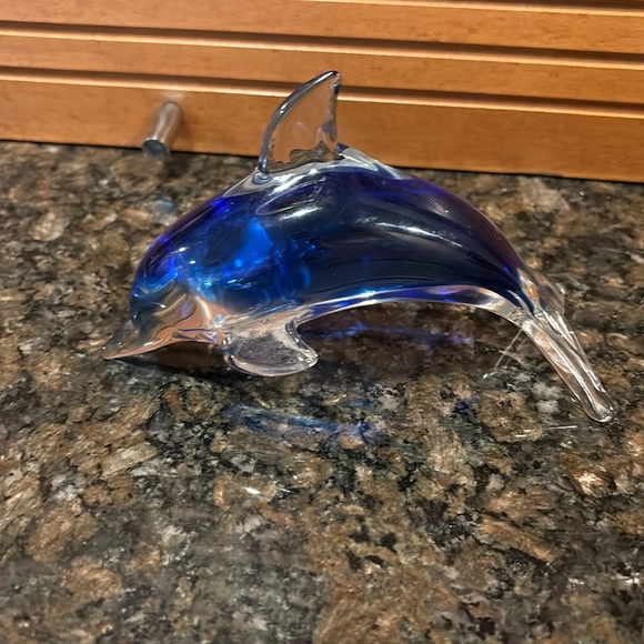 Other - Glass Dolphin Blue Paperweight Statue